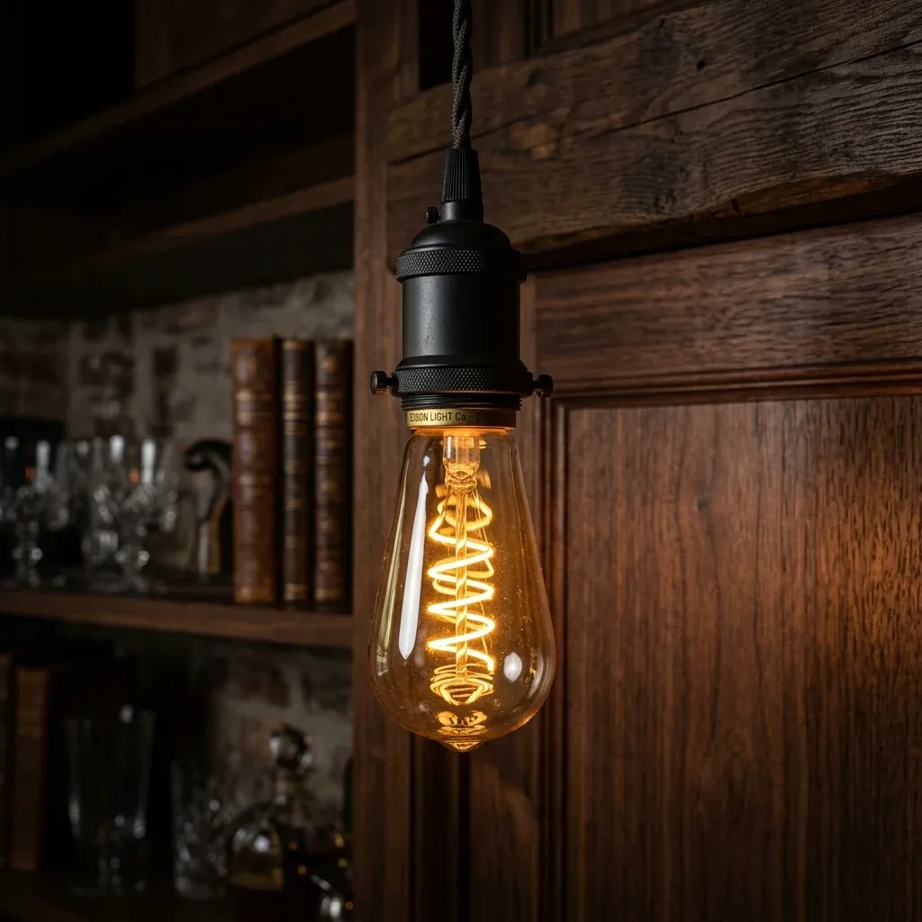 Bombilla LED estilo Edison con luz cálida en ambiente premium